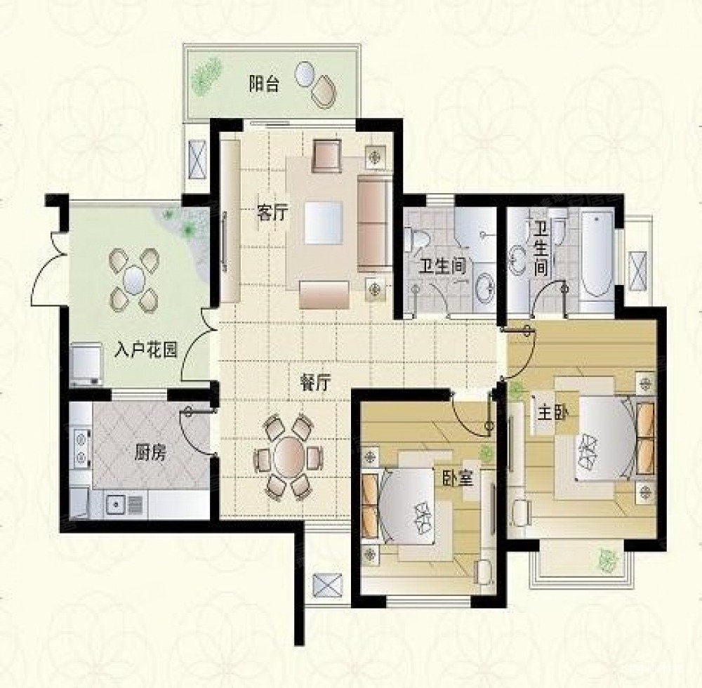 2室2厅简单装修临滨苑90平南北通透采光好周边商
