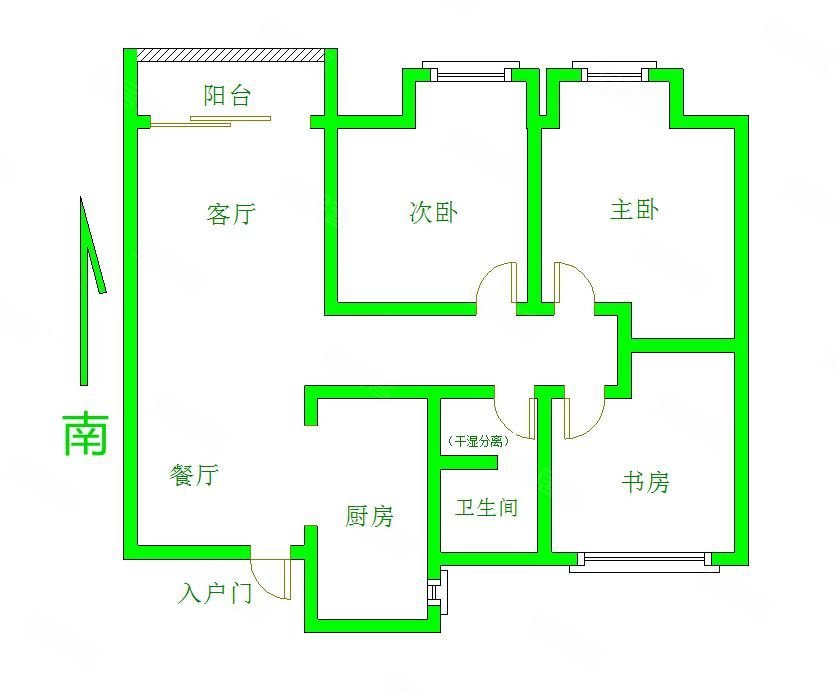 太仓景瑞望府2室2厅1卫厨阳台