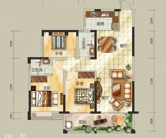 万达广场对面天赐公馆大三房二厅二卫南北通透26楼