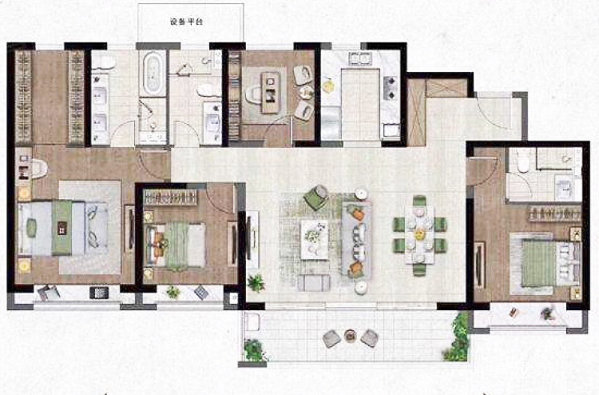 恒基誉珑湖滨(北区)4室2厅3卫185.93㎡南北320万