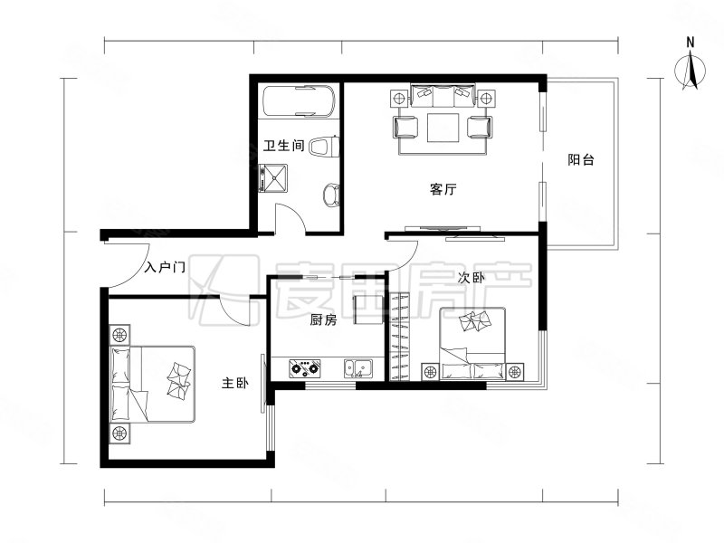 三环内 紫竹院公园 东南向看公园两居室 开发厨房 不临街