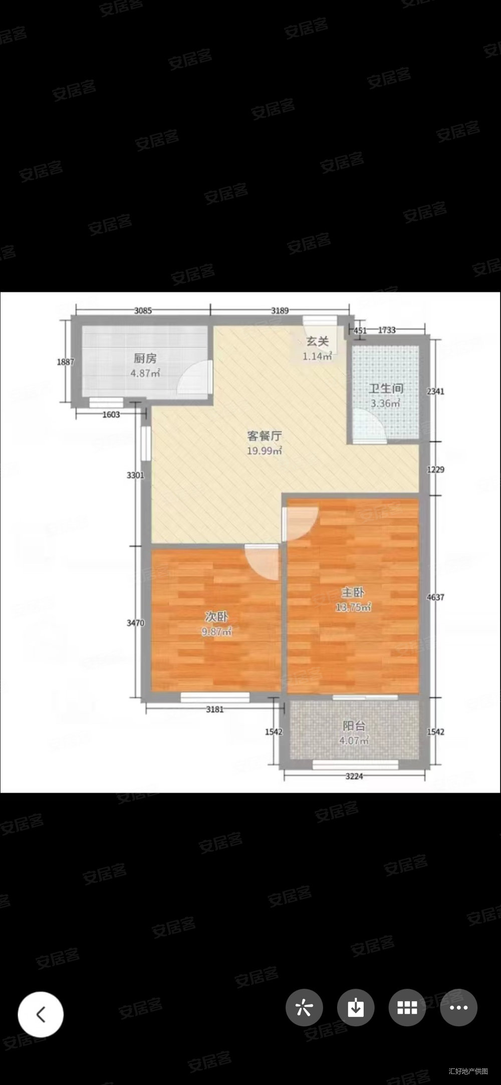 利通水岸山城2室2厅1卫72.3㎡南北38.8万