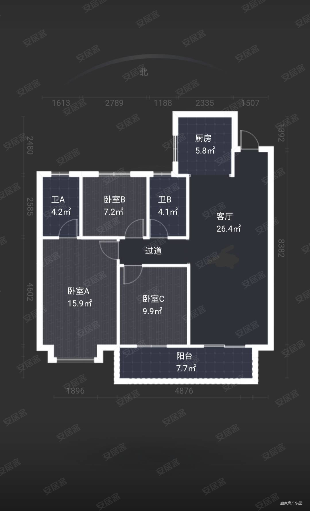 联投银河公园3室2厅2卫109㎡南北48.5万