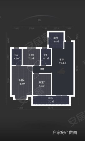 联投银河公园3室2厅2卫109㎡南北48.5万