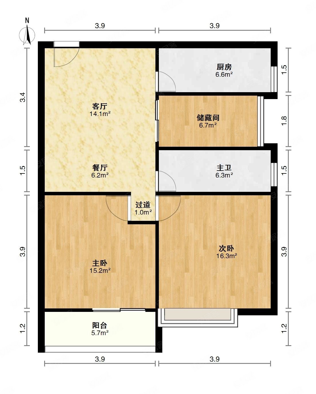 光谷青年城(一期)3室2厅1卫95.38㎡南北85万