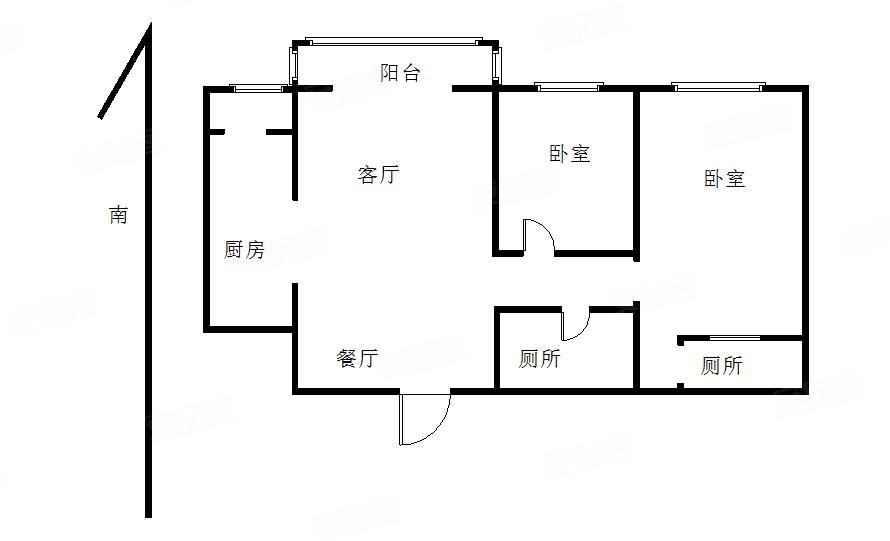 万通新城国际2室2厅2卫111㎡南北144.5万