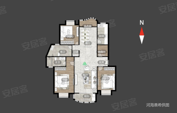 怀德名园3室2厅2卫152㎡南北205.8万