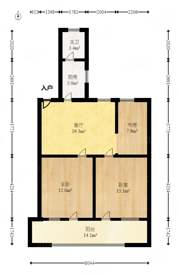 省交通厅宿舍2室2厅1卫82.94㎡南北92.8万