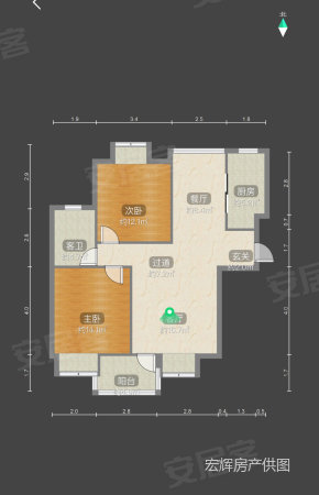 美林小城2室2厅1卫90.62㎡南北498万