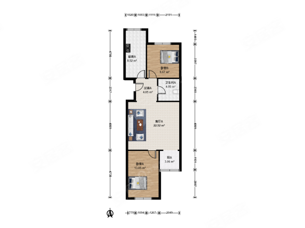 建西苑北里2室1厅1卫92.42㎡南北590万