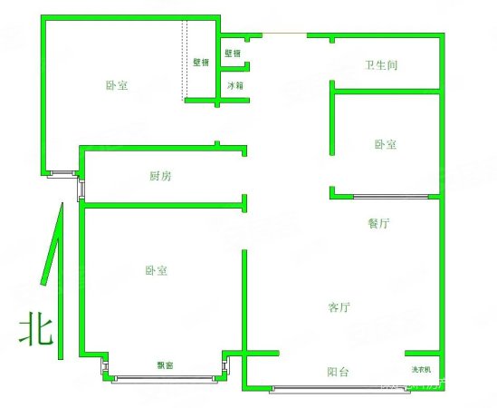 公园时代3室2厅1卫94.73㎡南北109万