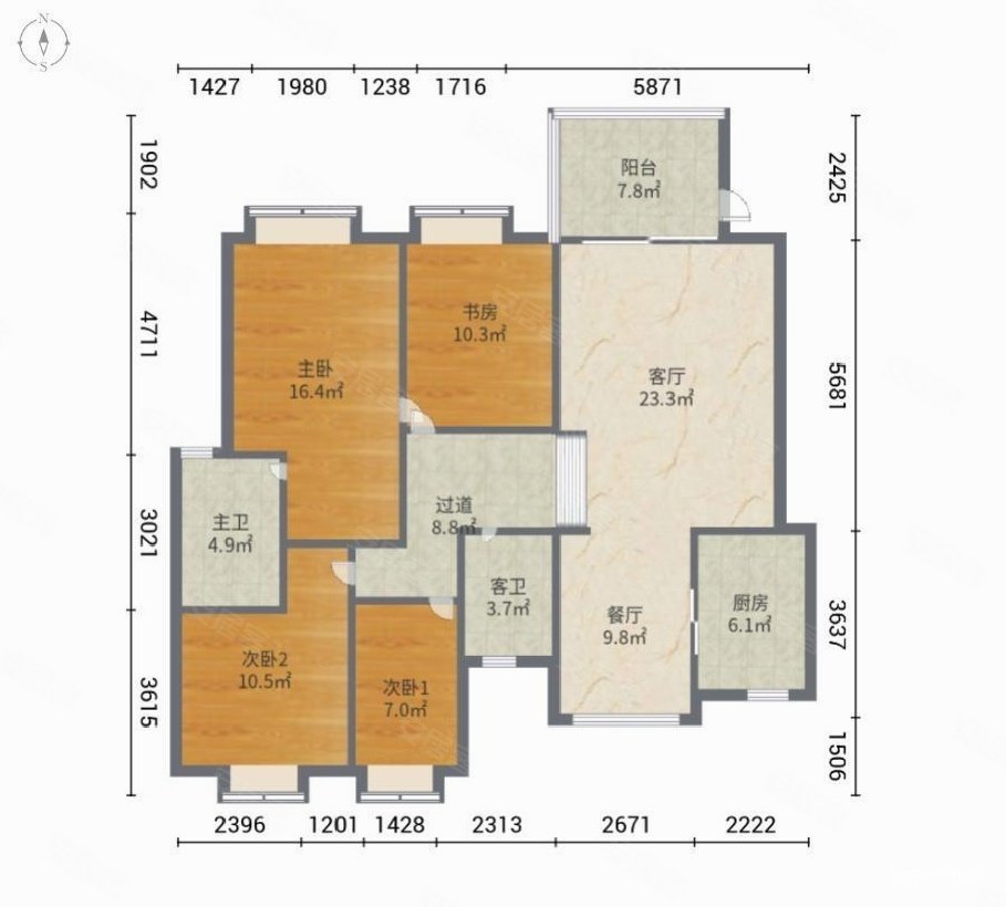 江南世家4室2厅2卫146.72㎡南北432万
