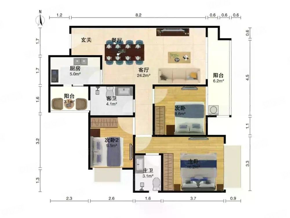 采光好无公摊有钥匙双卧朝南华润云庭