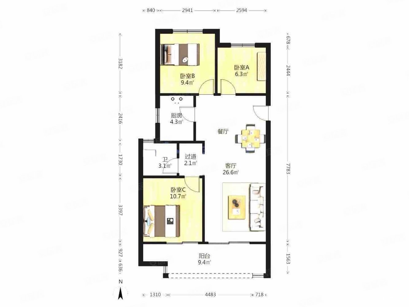 1w订房,金科绿都天宸二手房,115万,3室2厅,1卫,98平米-洛阳安居客