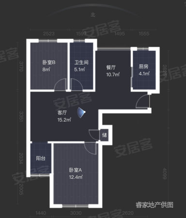 奥森尚座2室2厅2卫48.14㎡南北46万