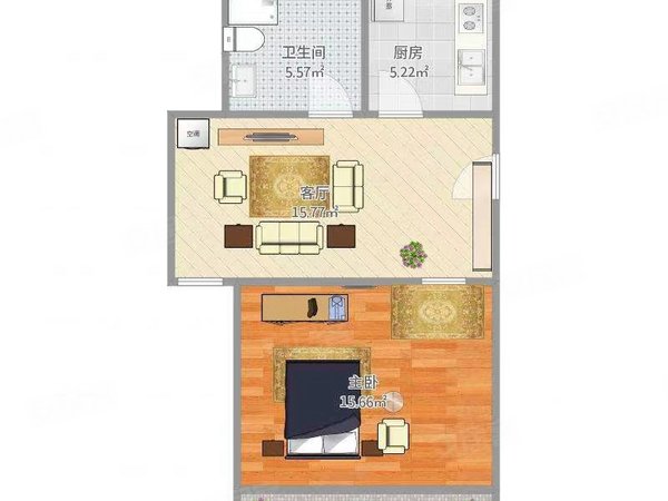 【多图】美林湾,燕郊租房,燕郊潮白河旁河景一居室干净利落配置齐全