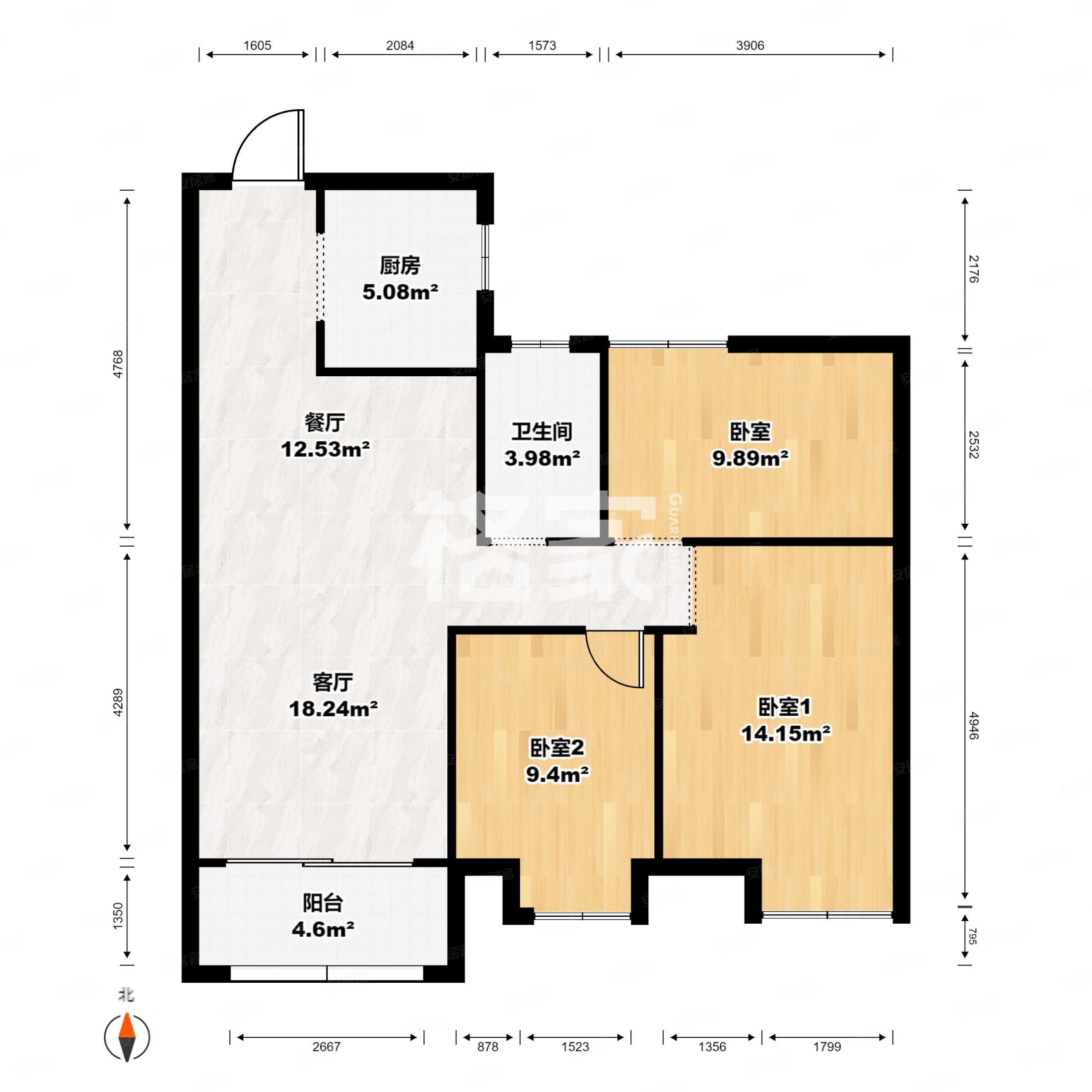 高速御府3室2厅1卫107㎡南北100万
