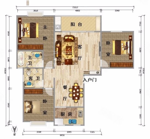 高地嘉境3室2厅2卫121㎡南北55万