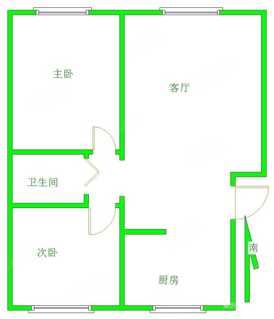 龙聚山庄2室1厅1卫82.11㎡南北75万