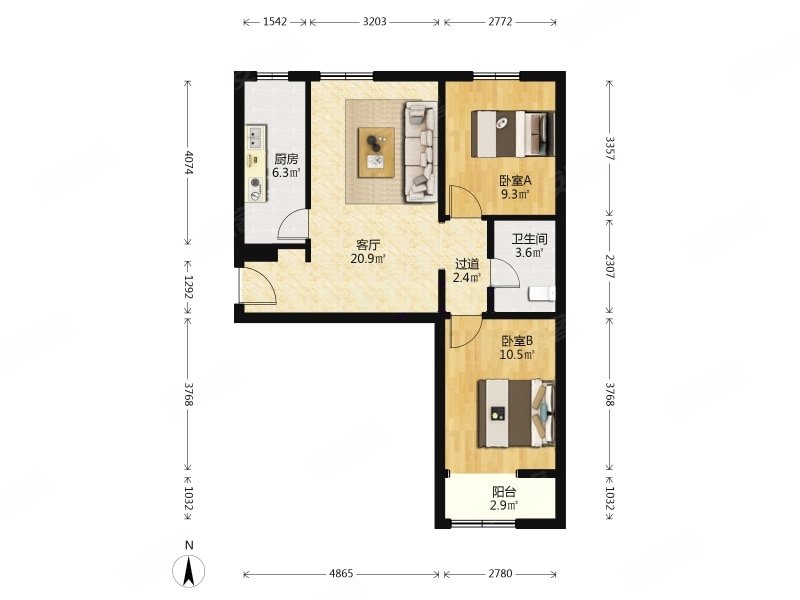 龙山华府 南北通透电梯房 户型方正 采光好 无遮挡 11年房