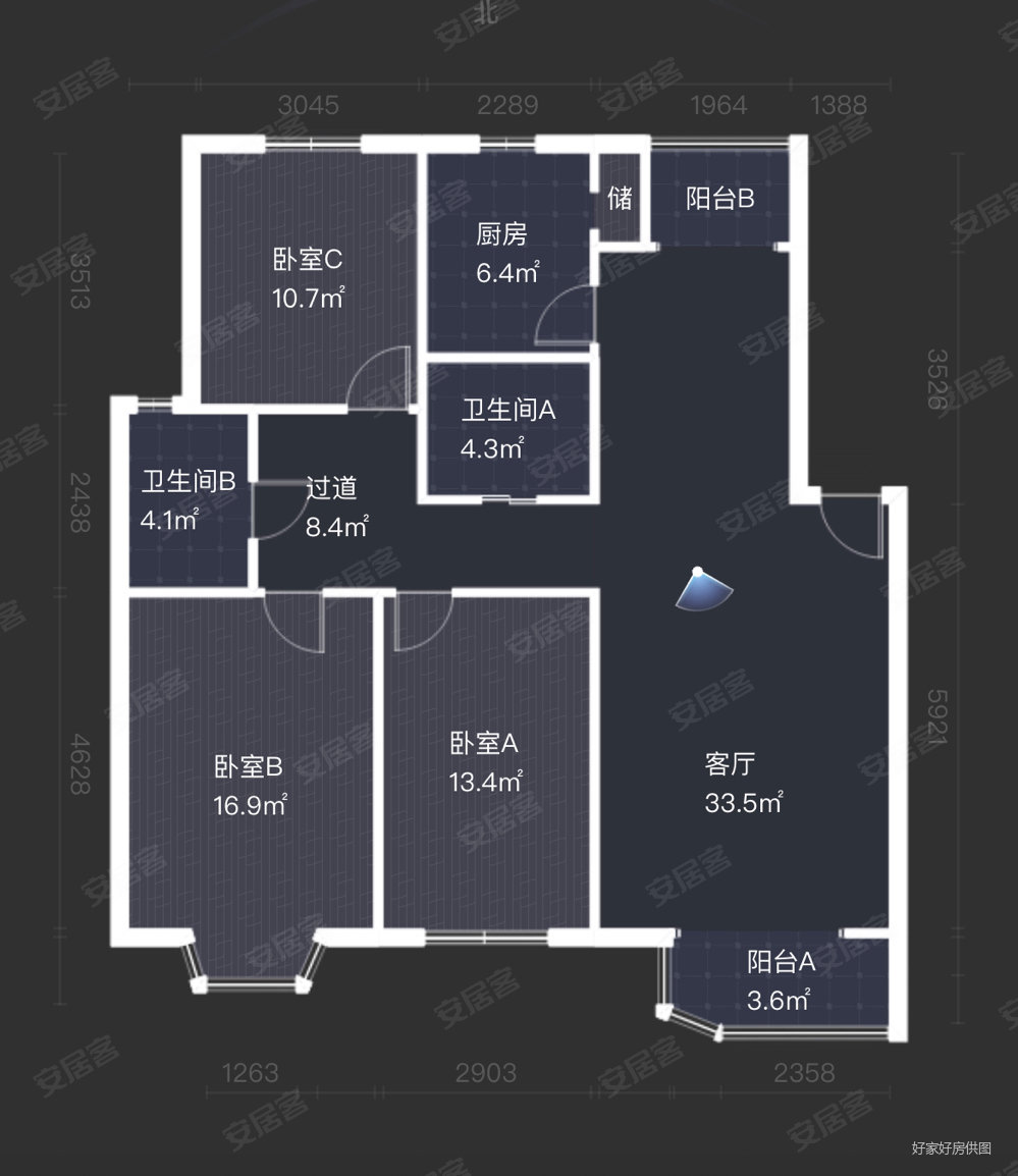 湖畔嘉苑清和苑3室2厅2卫128㎡南北112万