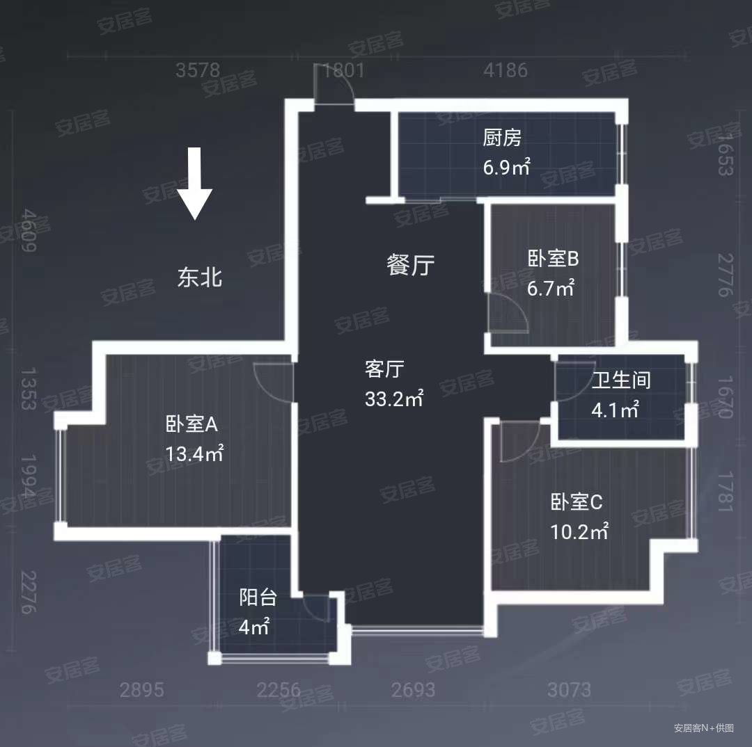 藤荣尚府3室2厅1卫94.32㎡东北130万