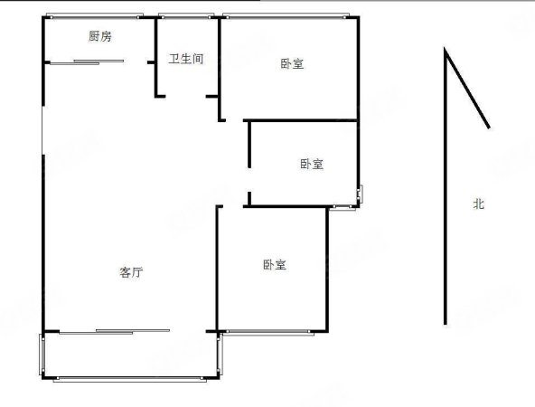 棠梅园B区3室2厅1卫91.92㎡南北55万