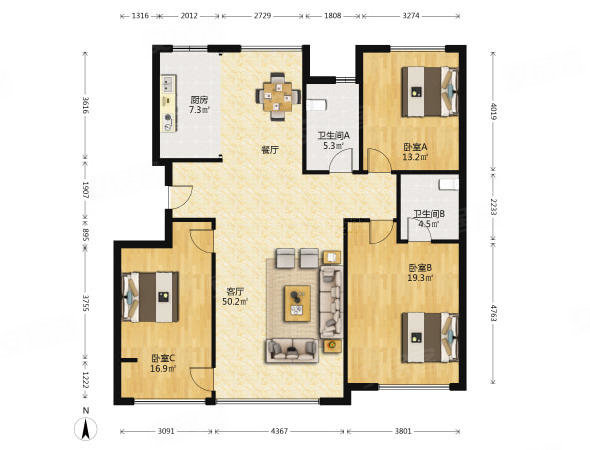 绿城晓风湖畔(南区)3室2厅2卫147㎡南北550万