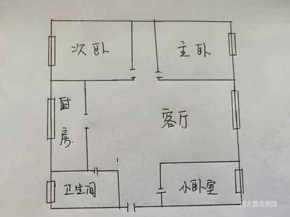 百蕊书香门第3室2厅1卫114㎡南北68.5万