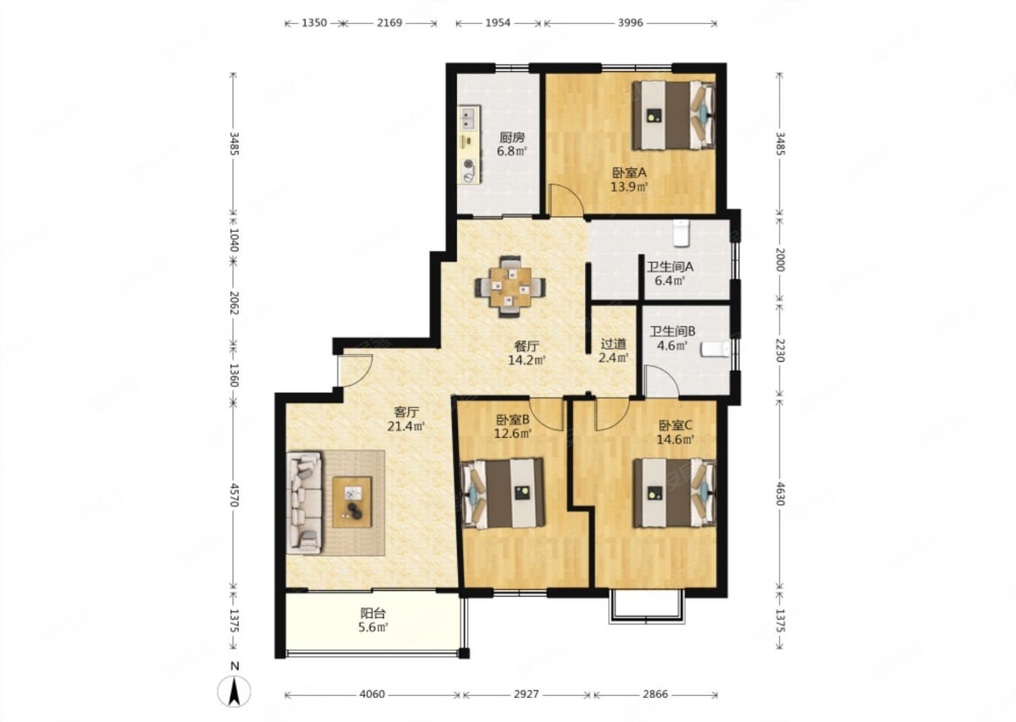 林科大校内 汇贤居 精装大三房 享校园环境 可拎包入住