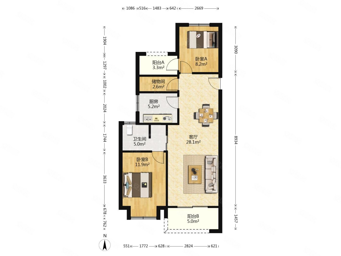 江核江与城次新小区小面积边户通透户型7月满二
