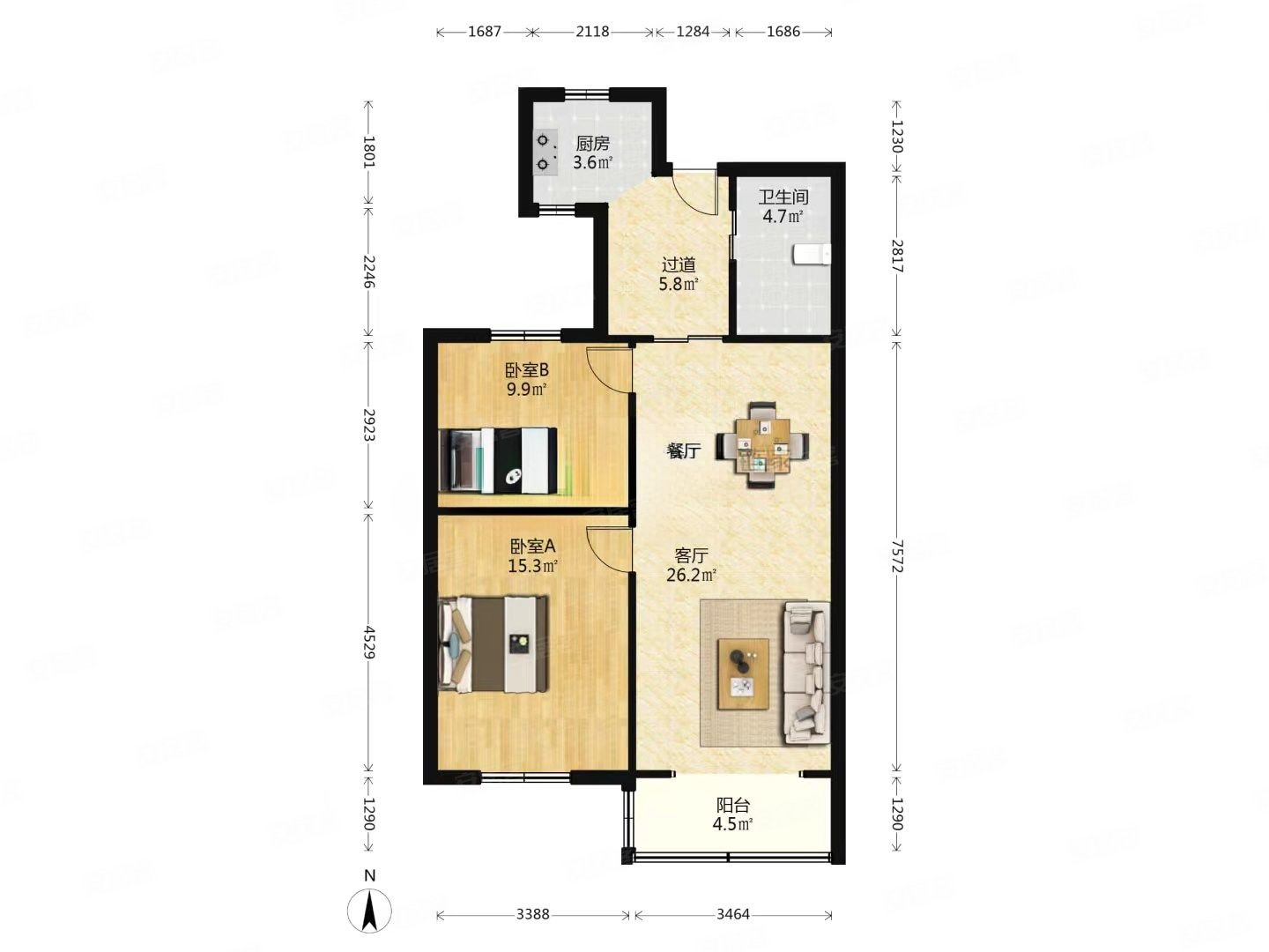 纪念小区3室1厅1卫87.9㎡南525万