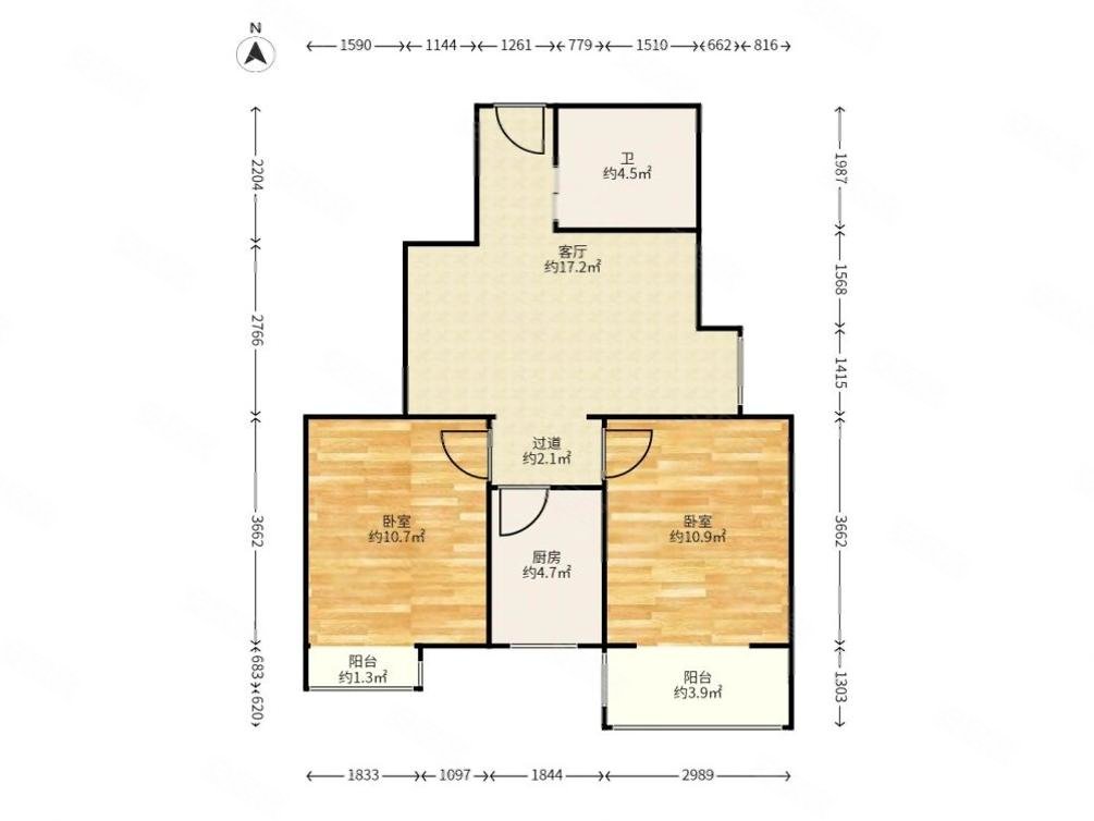 惠民家园(二区)2室1厅1卫67.95㎡南245万