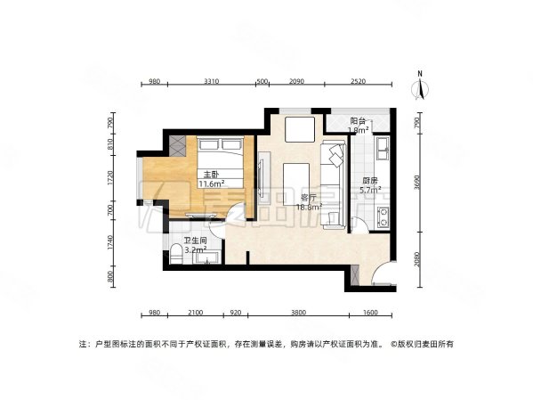 光熙家园1室1厅1卫62.88㎡西北560万