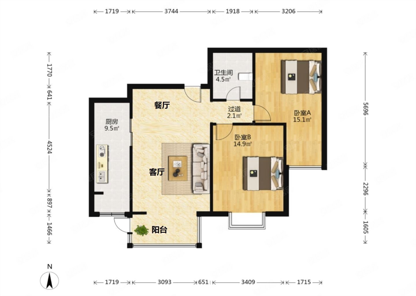 汇翠花园产权清晰两室两厅商业配套齐全装修好出行方便