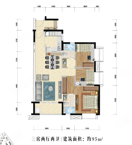 时代水岸二期 精装修 95方三房两卫 随时可看