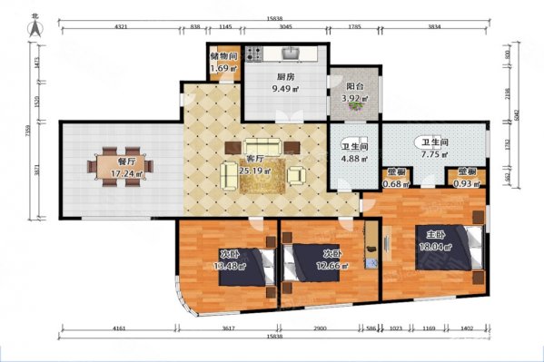 泰悦豪庭3室2厅2卫165㎡南北728万