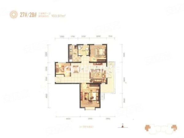 中铁秦皇半岛3室2厅1卫103㎡南北98万