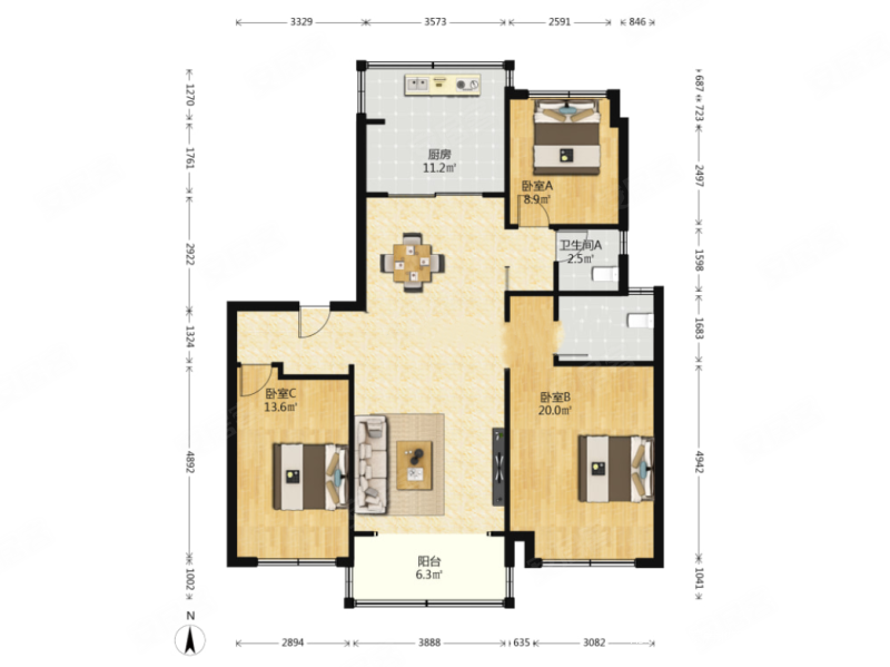 砂之船旁 花园洋房 一梯一户 飞机户型 拎包入住 生活方便