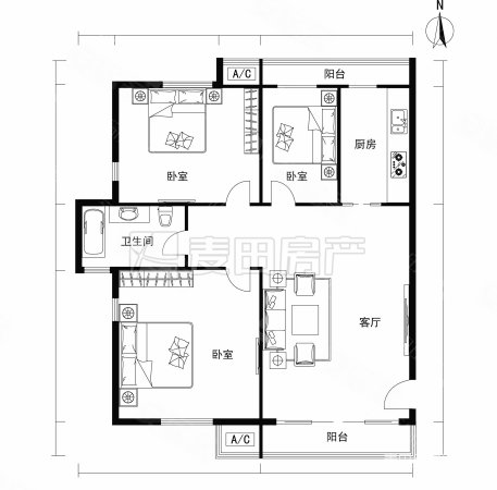 幸福家园二期3室2厅1卫116.8㎡南北1472万