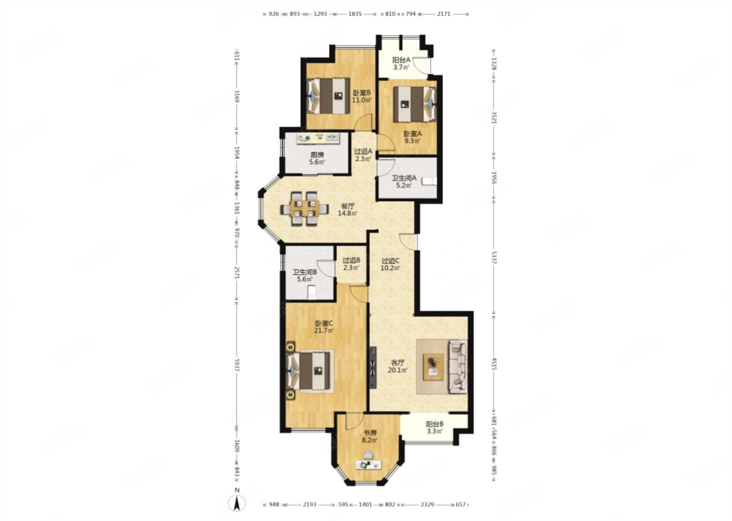 国金华府 好户型来袭 两个八角窗户型 满二 精装自主