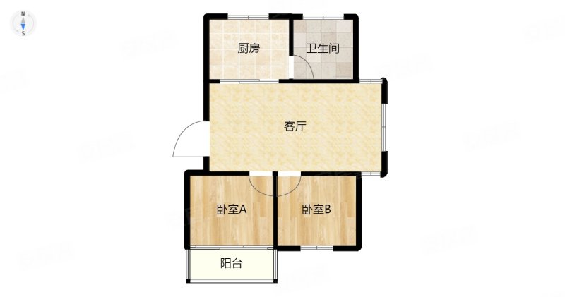 明珠万福家园2室2厅1卫94.74㎡南北85万