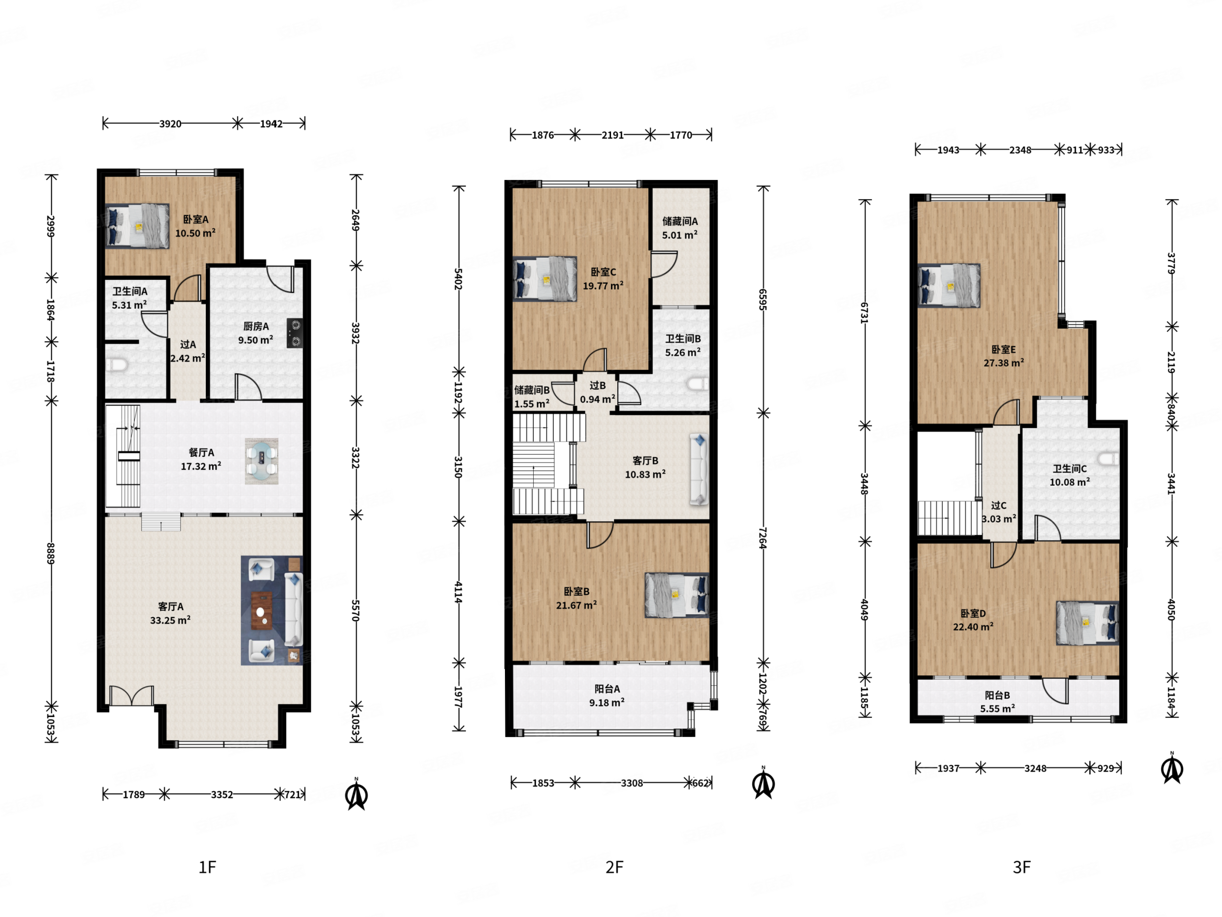 一栋洋房4室2厅3卫206㎡南北1030万