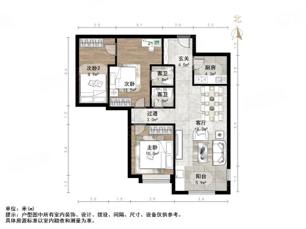 金科城3室2厅1卫113.14㎡南北120万