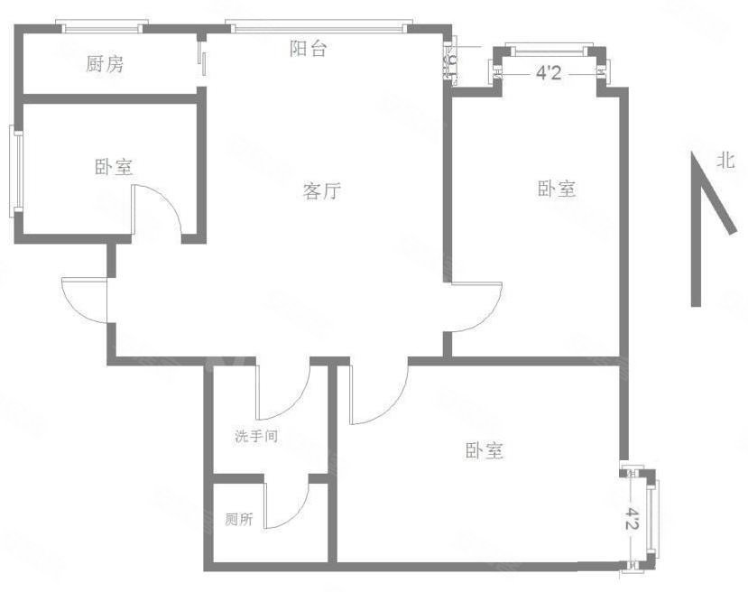 龙泽苑3室1厅1卫77.04㎡南北55万