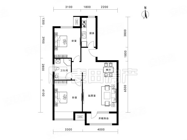 保利西山林语2室1厅1卫85.3㎡南北580万