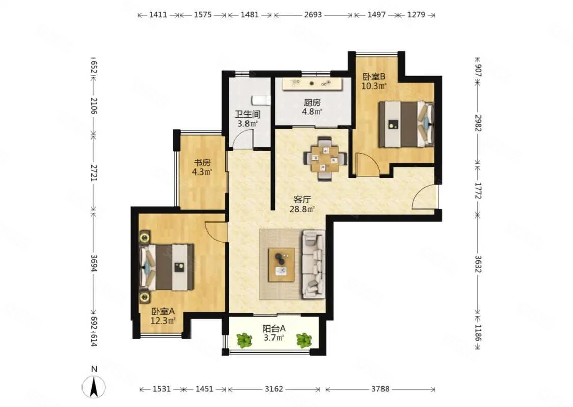 汇悦天地二期次新小区通透精装两房近实验博雅近8号线
