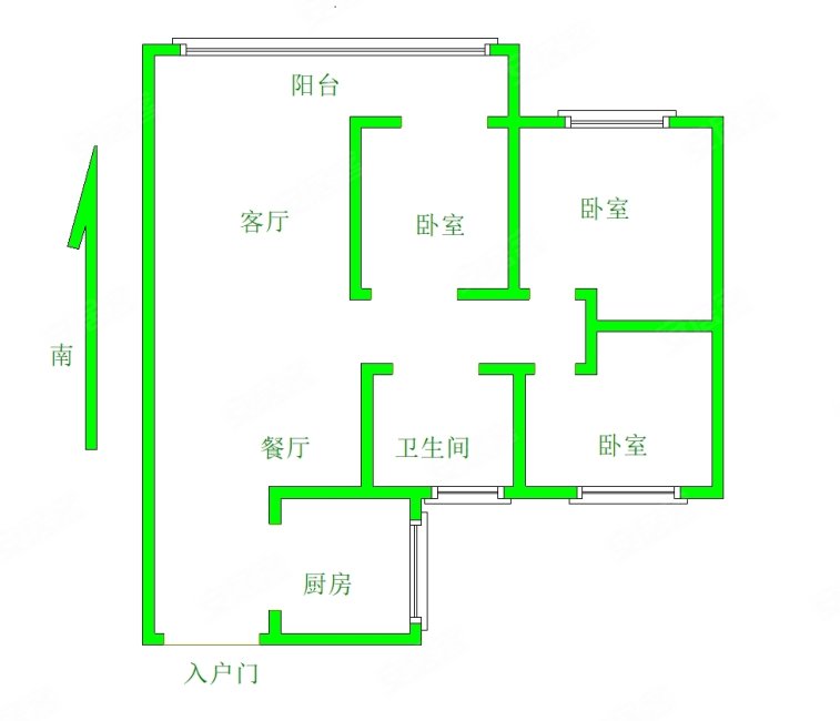 新城水岸嘉苑3室2厅1卫96㎡南99.8万