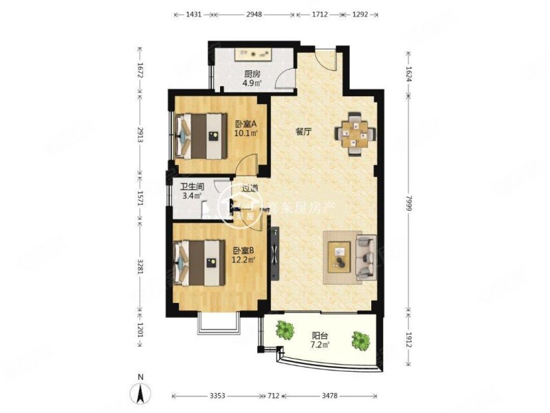 建群雅苑2室2厅1卫89.28㎡西南386万