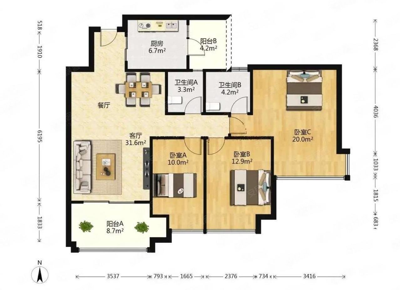 广州雅居乐花园雅逸庭高层三房采光好单边无遮挡地理安静